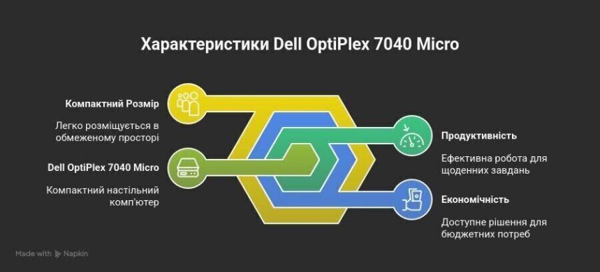 Неттоп Dell OptiPlex 7040 USFF / Intel Core i5-6500T (4 ядра по 2.5 - 3.1 GHz) / 12 GB DDR4 / 128 GB SSD / Intel HD Graphics 530 / Windows 11 Pro / Блок питания