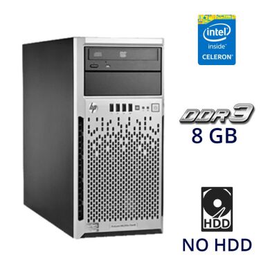 Сервер HP ProLiant ML310e G8 / Intel Celeron G540 (2 ядра по 2.5 GHz) / 8 GB DDR3 / NO HDD / контролер вінчестера P222 / 512 MB / 2х БЖ / DVD-RW