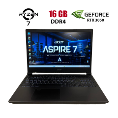 Ігровий ноутбук Acer Aspire 7 A715-43G / 15.6" (1920x1080) IPS / AMD Ryzen 7 5700U (8 (16) ядер по 1.8 - 4.3 GHz) / 16 GB DDR4 / 512 GB SSD / nVidia GeForce RTX 3050, 4 GB GDDR6, 128-bit / WebCam