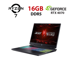 Ігровий ноутбук Acer Nitro 16 AN16-41-R0ZY / 16" (1920x1080) IPS / AMD Ryzen 7 7735HS (8 (16) ядер по 3.2 - 4.75 GHz) / 16 GB DDR5 / 960 GB SSD / nVidia GeForce RTX 4070, 8 GB GDDR6, 128-bit / WebCam