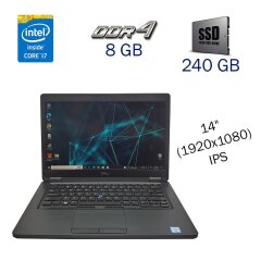 Игровой ноутбук Dell Latitude 5490 / 14" (1920х1080) IPS / Intel Core i7-8650U (4 (8) ядра по 1.9 - 4.2 GHz) / 8 GB DDR4 / 240 GB SSD / nVidia GeForce MX130, 2 GB GDDR5, 64-bit / NO WebCam