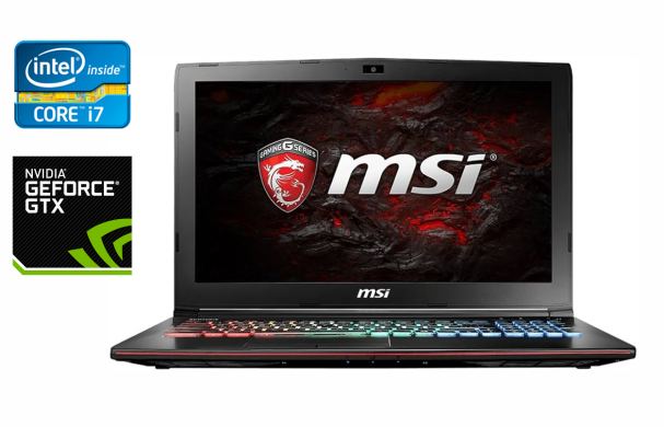 Игровой ноутбук MSI GE72MVR / 17.3" (1920x1080) IPS / Intel Core i7-7700HQ (4 (8) ядра по 2.8 - 3.8 GHz) / 32 GB DDR4 / 256 GB SSD + 1000 GB HDD / nVidia GeForce GTX 1070, 8 GB GDDR5, 256-bit / WebCam / Windows 10