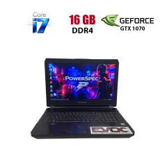 Игровой ноутбук PowerSpec 1510 / 15.6" (1920x1080) IPS / Intel Core i7-7700HQ (4 (8) ядра по 2.8 - 3.8 GHz) / 16 GB DDR4 / 256 GB SSD / nVidia GeForce GTX 1070, 8 GB GDDR5, 256-bit / WebCam