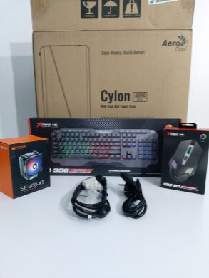 Комплект: AeroCool Cylon BG Tempered Tower / Intel Core i7-4790 (4 (8) ядра по 3.6 - 4.0 GHz) / 20 GB DDR3 / 500 GB SSD + 500 GB HDD / AMD Radeon RX 470, 8 GB GDDR5, 256-bit / 350W + Монітор LG 24MB37PM-B / 24" (1920x1080) IPS + Клавіатура, мишка, кабелі