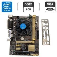 Комплект: Материнська плата Asus H81M-C / Intel Core i5-4570 (4 ядра по 3.2 - 3.6 GHz) / 8 GB DDR3 / Socket LGA 1150 / Задня заглушка