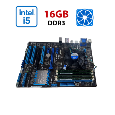 Комплект: Материнская плата Asus P8B75-V / Intel Core i5-3470 (4 ядра по 3.2 - 3.6 GHz) / 16 GB DDR3 / Intel HD Graphics 2500 / Socket LGA1155 / Кулер