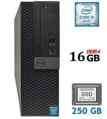Компьютер Dell OptiPlex 7050 SFF / Intel Core i5-6600 (4 ядра по 3.3 - 3.9 GHz) / 16 GB DDR4 / 250 GB SSD / Intel HD Graphics 530 / 180W / DisplayPort / HDMI