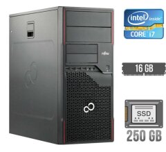 Комп'ютер Fujitsu Esprimo P710 E90+ Tower / Intel Core i7-3770 (4 (8) ядра по 3.4 - 3.9 GHz) / 16 GB DDR3 / 250 GB SSD / Intel HD Graphics 4000 / 280W / DVI / DisplayPort