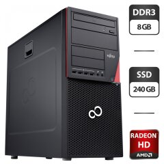 Компьютер Fujitsu Esprimo P720 E90+ Tower / Intel Core i7-4770S (4 (8) ядра по 3.1 - 3.9 GHz) / 8 GB DDR3 / 240 GB SSD / AMD Radeon HD 6570, 2 GB GDDR5, 128-bit / DVD-ROM