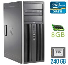 Компьютер HP Compaq Elite 8300 Tower / Intel Core i5-2500 (4 ядра по 3.3 - 3.7 GHz) / 8 GB DDR3 / 240 GB SSD / Intel HD Graphics 2000 / 320W / DVD-RW / DisplayPort