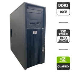 Компьютер HP Z200 Workstation Tower / Intel Core i7-860 (4 (8) ядра по 2.8 - 3.46 GHz) / 16 GB DDR3 / 128 GB SSD + 250 GB HDD / nVidia Quadro 2000, 1 GB GDDR5, 128-bit / DVD-ROM