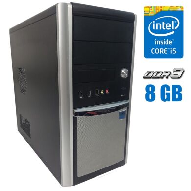Комп'ютер Hyundai Silver Tower / Intel Core i5-3470 (4 ядра по 3.2 - 3.6 GHz) / 8 GB DDR3 / 320 GB HDD / Intel HD Graphics 2500 / 400W NEW 