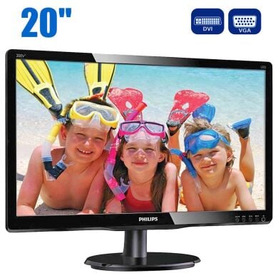 Монітор Philips 200V4LSB / 20" (1600x900) TN / VGA, DVI / VESA 100x100 