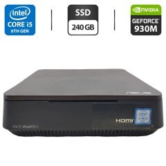 Неттоп Asus VivoMini VM65N USFF / Intel Core i5-6200U (2 (4) ядра по 2.3 - 2.8 GHz) / 8 GB DDR4 / 240 GB SSD / nVidia GeForce 930M, 1 GB GDDR3, 64-bit + Блок питания