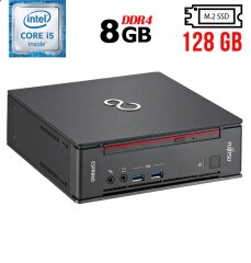 Неттоп Fujitsu Esprimo Q956 USFF / Intel Core i5-6500T (4 ядра по 2.5 - 3.1 GHz) / 8 GB DDR4 / 128 GB SSD M.2 /  Intel HD Graphics 530 / DVD-RW / DVI / DisplayPort