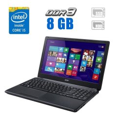 Ноутбук Acer Aspire E1-572G / 15.6" (1920x1080) TN / Intel Core i5-4200U (2 (4) ядра по 1.6 - 2.6 GHz) / 8 GB DDR3 / 256 GB SSD + 500 GB HDD / Intel HD Graphics 4400 / WebCam / АКБ NEW