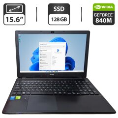 Ноутбук Acer Aspire E5-572G / 15.6" (1366x768) TN / Intel Core i5-4210M (2 (4) ядра по 2.6 - 3.2 GHz) / 16 GB DDR3 / 128 GB SSD / nVidia GeForce 840M, 2 GB GDDR3, 64-bit / WebCam / DVD-ROM