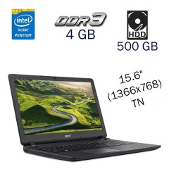 Ноутбук Acer ES1-533 / 15.6" (1366x768) TN / Intel Pentium N4200 (4 ядра по 1.1 - 2.5 GHz) / 4 GB DDR3 / 500 GB HDD / Intel HD Graphics 505 / WebCam / DVD-ROM