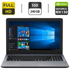Ноутбук Asus VivoBook X542U / 15.6" (1920x1080) TN / Intel Core i5-8250U (4 (8) ядра по 1.6 - 3.4 GHz) / 8 GB DDR4 / 240 GB SSD / nVidia GeForce MX130, 2 GB GDDR5, 64-bit / WebCam / HDMI
