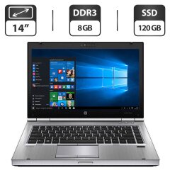 Ноутбук Б-класс HP EliteBook 8470p / 14" (1600x900) TN / Intel Core i5-3360M (2 (4) ядра по 2.8 - 3.5 GHz) / 8 GB DDR3 / 120 GB SSD / Intel HD Graphics 4000 / WebCam / DVD-ROM / VGA