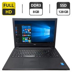Ноутбук Dell Inspiron 15 3000 / 15.6" (1920x1080) TN / Intel Core i3-4005U (2 (4) ядра по 1.7 GHz) / 8 GB DDR3 / 128 GB SSD / Intel HD Graphics 4400 / WebCam