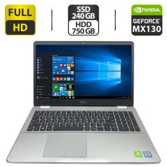 Ноутбук Dell Inspiron 15 5584 / 15.6" (1920x1080) IPS / Intel Core i7-8565U (4 (8) ядра по 1.8 - 4.6 GHz) / 8 GB DDR4 / 240 GB SSD + 750 GB HDD / nVidia GeForce MX130, 2 GB GDDR5, 64-bit / WebCam