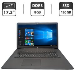 Ноутбук HP 17-bs077ng / 17.3" (1600x900) TN / Intel Celeron N3060 (2 ядра по 1.6 - 2.4 GHz) / 8 GB DDR3 / 120 GB SSD / Intel HD Graphics / WebCam