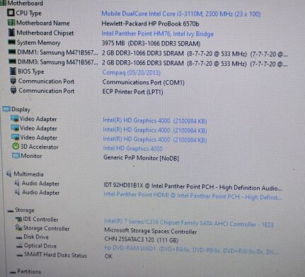Ноутбук HP ProBook 6570b / 15.6" (1366x768) TN / Intel Core i3-3110M (2 (4) ядра по 2.4 GHz) / 4 GB DDR3 / 120 GB SSD / Intel HD Graphics 4000 / DVD-ROM / АКБ NEW / Windows 10 Pro