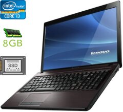 Ноутбук Lenovo G580 / 15.6" (1366x768) TN / Intel Core i3-2370M (2 (4) ядра по 2.4 GHz) / 8 GB DDR3 / 120 GB SSD / Intel HD Graphics 3000 / WebCam / DVD-RW / HDMI