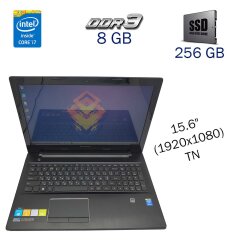 Ноутбук Lenovo Z50-70 / 15.6" (1920х1080) TN / Intel Core i7-4510U (2 (4) ядра по 2.0 - 3.1 GHz) / 8 GB DDR3 / 256 GB SSD / WebCam / DVD-ROM / USB 3.0 / HDMI