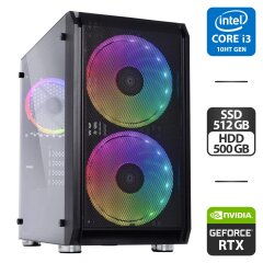 Збірка під замовлення: новий ігровий ПК Qube Neptune Tower / Intel Core i3-10100F (4 (8) ядра по 3.6 - 4.3 GHz) / 16 GB DDR4 / 512 GB SSD + 500 GB HDD / nVidia GeForce RTX 3060, 12 GB GDDR6, 192-bit / 550W