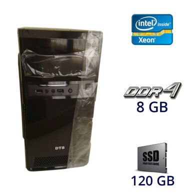 Сервер Mini-Tower / Intel Xeon E3-1225 v5 (4 ядра по 3.3 - 3.7 GHz) / 8 GB DDR4 / 120 GB SSD / 300W / Intel HD P530