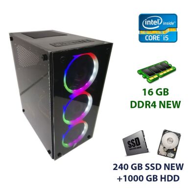 1st Player X2-R1 Tower NEW / Intel Core i5-7400 (4 ядра по 3.0 - 3.5 GHz) NEW / 16 GB DDR4 NEW / 240 GB SSD NEW+1000 GB HDD / Radeon RX 570 8GB Nitro+ 256-bit / 650W Corsair