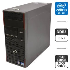 Компьютер Fujitsu Esprimo P710 E85 Tower / Intel Core i5-3470 (4 ядра по 3.2 - 3.6 GHz) / 8 GB DDR3 / 120 GB SSD + 500 GB HDD / Intel HD Graphics 2500 / DVD-ROM