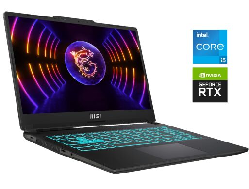 Новый игровой ноутбук MSI Cyborg 15 A12VE / 15.6" (1920x1080) IPS / Intel Core i5-12450H (8 (12) ядер по 3.3 - 4.4 GHz) / 8 GB DDR5 / 512 GB SSD / nVidia GeForce RTX 4050, 6 GB GDDR6, 96-bit / WebCam
