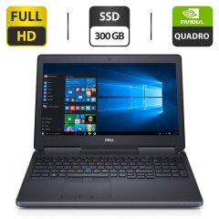 Мобільна робоча станція Б-клас Dell Precision 7510 / 15.6" (1920x1080) IPS / Intel Core i7-6820HQ (4 (8) ядра по 2.7 - 3.6 GHz) / 16 GB DDR4 / 300 GB SSD / nVidia Quadro M1000M, 2 GB GDDR5, 128-bit / WebCam / Windows 10 ліцензія