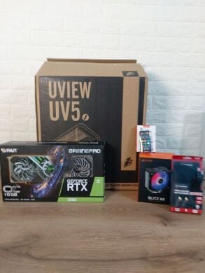 Игровой ПК 1stPlayer UV5 View Tower / Intel Core i5-10400 (6 (12) ядер по 2.9 - 4.3 GHz) / 16 GB DDR4 / 1000 GB SSD M.2 / nVidia GeForce RTX 3080, 10 GB GDDR6X, 320-bit / 600W