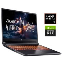 Игровой ноутбук Acer Nitro V 16 AI ANV16-42 / 16" (1920x1200) IPS / AMD Ryzen 7 260 (8 (16) ядер по 3.8 - 5.1 GHz) / 16 GB DDR5 / 1000 GB SSD NVMe / nVidia GeForce RTX 5070, 8 GB GDDR7, 128-bit / WebCam