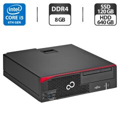 Компьютер Fujitsu Esprimo D757 E90 SFF / Intel Core i5-6500 (4 ядра по 3.2 - 3.6 GHz) / 8 GB DDR4 / 120 GB SSD + 640 GB HDD / Intel HD Graphics 530 / DVI
