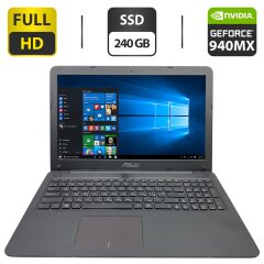 Ноутбук Asus X556U / 15.6" (1920x1080) IPS / Intel Core i3-7100U (2 (4) ядра по 2.4 GHz) / 8 GB DDR4 / 240 GB SSD / nVidia GeForce 940MX, 2 GB GDDR5, 64-bit / WebCam / DVD-ROM