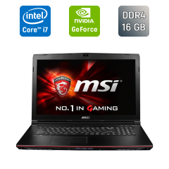 Игровой ноутбук Б-класс MSI GE62VR 6RF / 15.6" (1920x1080) IPS / Intel Core i7-6700HQ (4 (8) ядра по 2.6 - 3.5 GHz) / 16 GB DDR4 / 128 GB SSD + 500 GB HDD / nVidia GeForce GTX 1060, 3 GB GDDR5, 192-bit / WebCam / HDMI