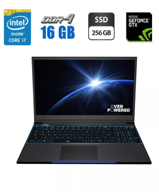 Ігровий ноутбук Б-клас Over Powered OP-LP2 / 15.6" (1920x1080) IPS / Intel Core i7-8750H (6 (12) ядер по 2.2 - 4.1 GHz) / 16 GB DDR4 / 256 GB SSD / nVidia GeForce GTX 1060, 6 GB GDDR5, 192-bit / WebCam / Windows