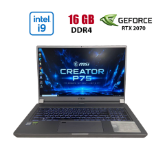Игровой ноутбук MSI P75 Creator 9SF / 17.3" (1920x1080) IPS / Intel Core i9-9880H (8 (16) ядер по 2.3 - 4.8 GHz) / 16 GB DDR4 / 256 GB SSD / nVidia GeForce RTX 2070 Max-Q, 8 GB GDDR6, 256-bit / WebCam