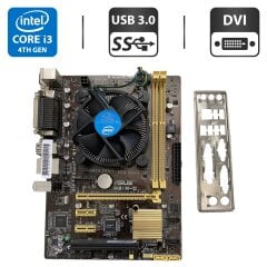 Комплект: Материнська плата Asus H81M-C / Intel Core i3-4130 (2 (4) ядра по 3.4 GHz) / Socket LGA 1150 / Задня заглушка