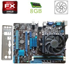 Комплект: Материнська плата Asus M5A78L-M LX3 PLUS / AMD FX-4100 (4 ядра по 3.6 - 3.8 GHz) / 8 GB DDR3 / ATI Radeon HD 3000 / Socket AM3+ / Кулер