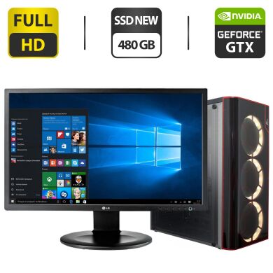 Комплект ПК: Frime Vision White Tower / Intel Core i5-4670 (4 ядра по 3.4 - 3.8 GHz) / 16 GB DDR3 / 480 GB SSD NEW / nVidia GeForce GTX 950, 2 GB GDDR5, 128-bit / 350W + Монітор LG 24MB35PM-B / 24" (1920x1080) IPS / VGA / DVI + Кабелі підключення