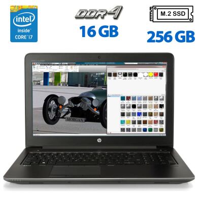 Мобильная рабочая станция HP Zbook 15 G4 / 15.6'' (1920x1080) TN / Intel Core i7-7700HQ (4 (8) ядра по 2.8 - 3.8 GHz) / 16 GB DDR4 / 256 GB SSD M.2 / AMD Radeon Pro WX 4150, 4 GB GDDR5, 128-bit / WebCam / DVD-ROM