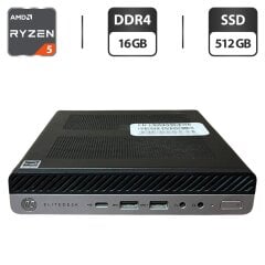 Неттоп HP EliteDesk 705 G4 Desktop Mini USFF / AMD Ryzen 5 Pro 2400G (4 (8) ядра по 3.6 - 3.9 GHz) / 16 GB DDR4 / 512 GB SSD / AMD Radeon RX Vega 11 Graphics / Блок питания