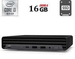 Неттоп HP ProDesk 400 G6 Mini USFF / Intel Core i3-10100T (4 (8) ядра по 3.0 - 3.8 GHz) / 16 GB DDR4 / 250 GB SSD / Intel UHD Graphics 630 / HDMI / DisplayPort + Блок питания