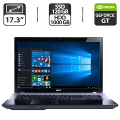 Ноутбук Acer Aspire V3-771G / 17.3" (1600x900) TN / Intel Core i5-3210M (2 (4) ядра по 2.5 - 3.1 GHz) / 8 GB DDR3 / 120 GB SSD + 1000 GB HDD / nVidia GeForce GT 630M, 2 GB GDDR5, 128-bit / WebCam / DVD-ROM / HDMI + Беспроводная мышка в подарок